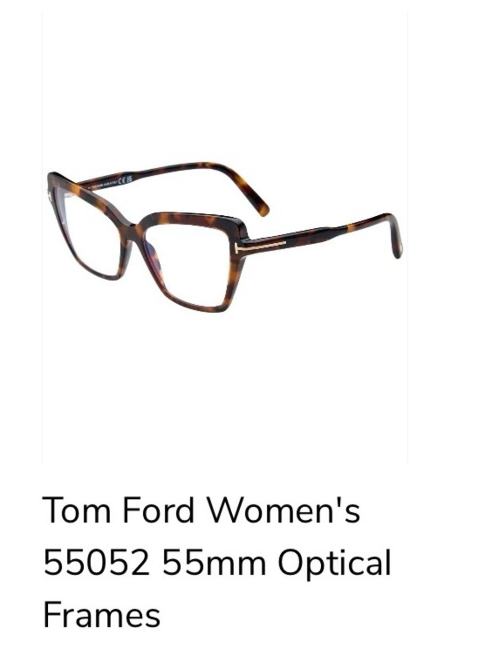 Tom Ford Tortoiseshell Square Women's Glasses with Gold Accent